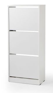 Armoire à Chaussures, Meuble à Chaussures Avec 3 Portes Abattantes Coloris Blanc