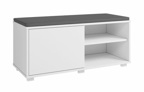 Etagère à Chaussures, Meuble à Chaussures Avec 1 Porte Coloris Blanc - L. 90 X P. 35 X H. 43 Cm