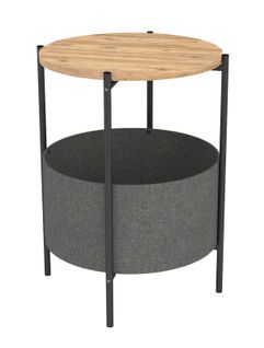 Table D'appoint En Bois Et Métal Ronde Coloris Chêne Cambrian, Noir - Diamètre 43 X Hauteur 60 Cm