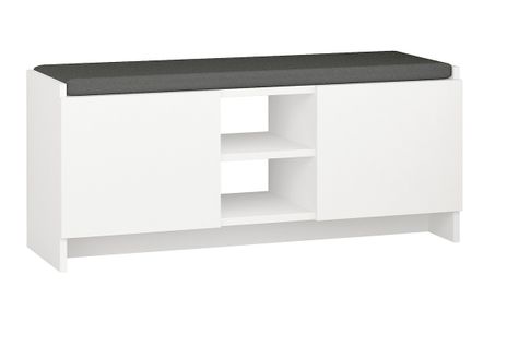 Etagère à Chaussures, Meuble à Chaussures Avec 2 Portes Coloris Blanc - L. 110 X P. 37 X H. 43 Cm