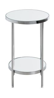 Table D'appoint Ronde En Métal Chromé Et Verre - Diamètre 29 X Hauteur 46 Cm