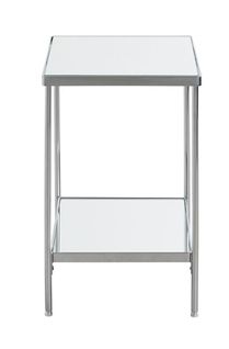 Table D'appoint En Métal Chromé Coloris Gris Et Verre - Longueur 29 X Profondeur 29 X Hauteur 46 Cm