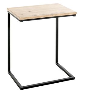 Table D'appoint En Bois Coloris Chêne Clair Et Métal Coloris Noir - L. 40 X P. 30 X H. 50 Cm