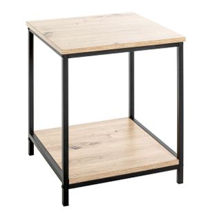 Table D'appoint En Bois Coloris Chêne Clair Et Métal Coloris Noir - L. 40 X P. 40  X H. 50 Cm