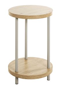 Table D'appoint En Bois Coloris Chêne Clair Et Métal Coloris Gris - Diamètre 30  X Hauteur 50  Cm