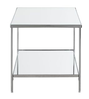 Table D'appoint En Métal Chromé Coloris Gris Et Verre - Longueur 45 X Profondeur 45 X Hauteur 46 Cm
