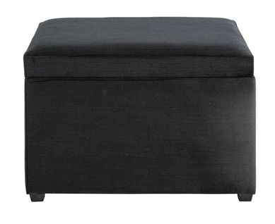Coffre De Rangement En Velours Coloris Noir Et Bois - Longueur 58 X Profondeur 39 X Hauteur 42 Cm