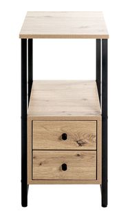 Table D'appoint, Table De Salon En Bois Coloris Chêne Et Métal Noir -l. 30 X P. 40 X H. 63 Cm