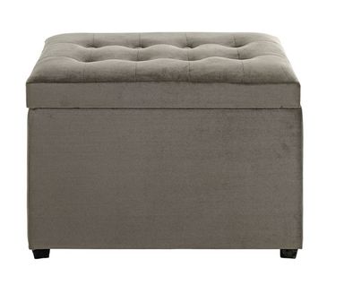 Coffre De Rangement En Velours Anthracite-marron  - Longueur 58 X Profondeur 39 X Hauteur 42 Cm