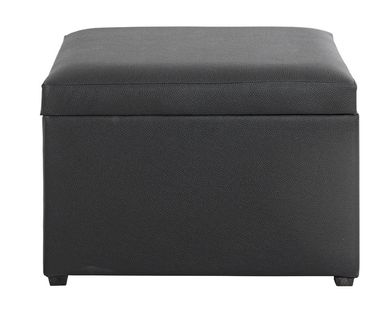 Coffre De Rangement En Simili-cuir Coloris Noir Et Bois -longueur 58 X Profondeur 39 X Hauteur 42 Cm