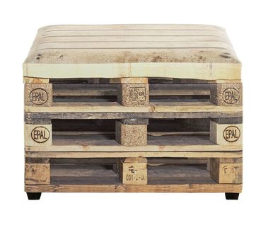 Coffre De Rangement En Bois Coloris Naturel Et Simili-cuir Motif Imprimé "palette"
