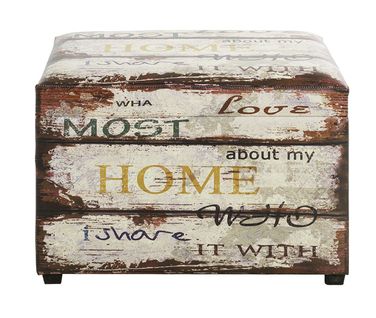 Coffre De Rangement En Bois Multicolore Et Simili-cuir Coloris Vintage -l. 58 X P. 39 X H. 42 Cm