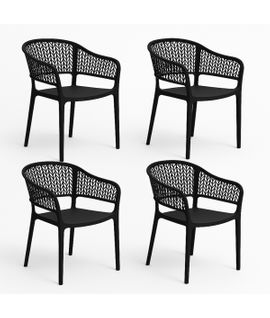 Lot De 4 Chaises De Jardin Empilables En Résine Coloris anthracite - L. 59 X P. 56 X H. 79 Cm