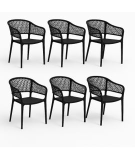 Lot De 6 Chaises De Jardin Empilables En Résine Coloris anthracite - L. 59 X P. 56 X H. 79 Cm