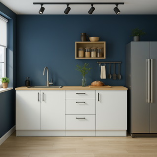 Ensemble De Cuisine Composé De 3 Éléments Coloris Blanc Brillant/chêne Canadien