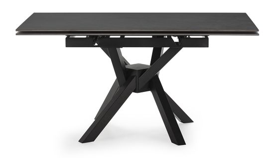 Table à Manger, Table De Repas Extensible Carrée En Pierre Frittée Coloris Noir, Pieds En Métal