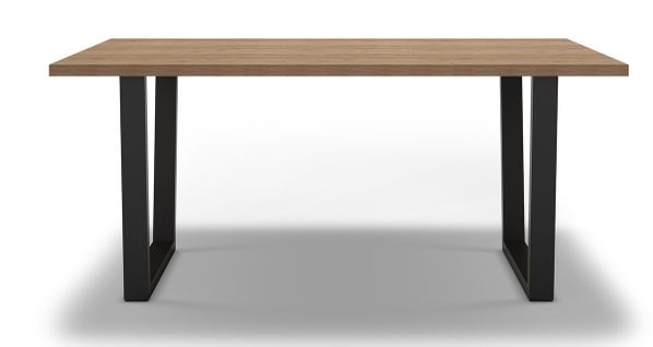 Table à Manger, Table De Repas Rectangulaire Aspect Bois Coloris Naturel, Pieds En Métal Noir