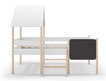 Lit Cabane Pour Enfant En Bois Coloris Blanc, Couchage 90 X 190 Cm - L. 203 X P. 123 X H. 164 Cm