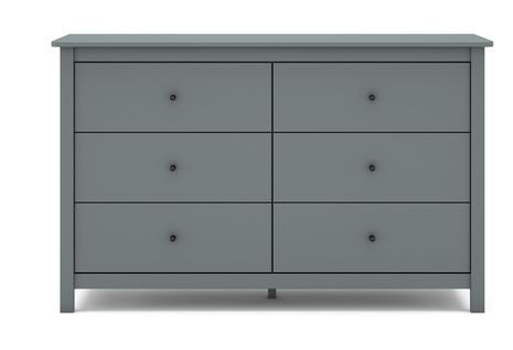 Commode, Meuble De Rangement En Pin Avec 6 Tiroirs Coloris Vert Kaki - L. 130 X P. 45 X H. 80 Cm