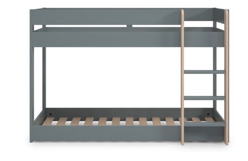 Lit Superposé Enfant En Bois Coloris Vert Kaki, Blanc Ciré, Couchage 90 X 190 Cm