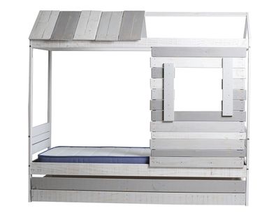 Lit Cabane Pour Enfant En Bois Coloris Blanc, Gris