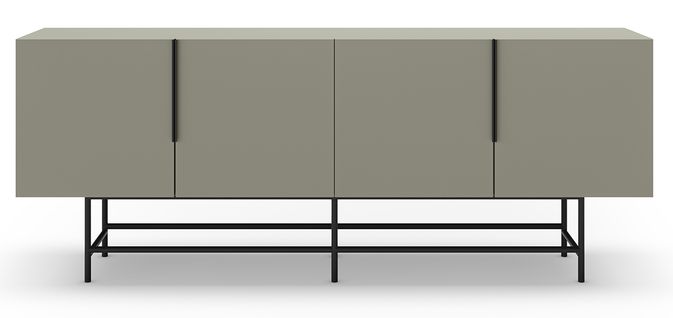 Meuble TV, Meuble De Salon Aspect Bois Coloris Vert Et Pieds En Métal Noir