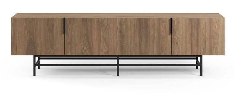 Meuble TV, Meuble De Salon Rectangulaire Avec 4 Portes Aspect Bois Coloris Chêne