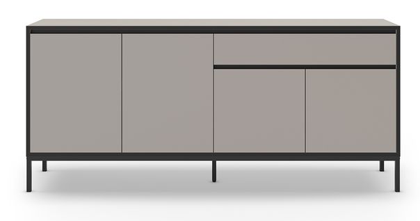 Buffet, Meuble De Rangement Avec 4 Portes Et 1 Tiroir Aspect Bois Coloris Crème, Pieds En Métal