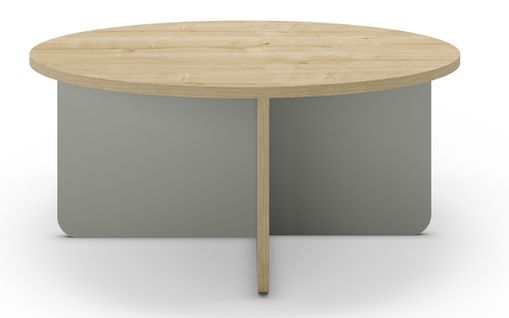Table Basse, Table De Salon Ronde Aspect Bois Coloris Chêne, Pieds Coloris Vert