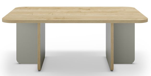 Table Basse, Table De Salon Rectangulaire Aspect Bois Coloris Chêne Et Pieds Coloris Vert