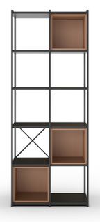 Etagère Haute, Meuble Étagère Aspect Bois Coloris Terracotta Et Métal Noir