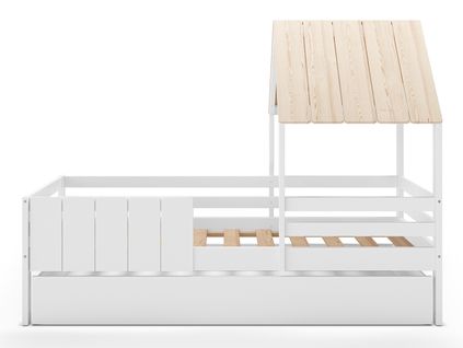 Lit Cabane Pour Enfant En Bois Coloris Blanc Avec Tiroir Intégré, Couchage 90 X 190 Cm