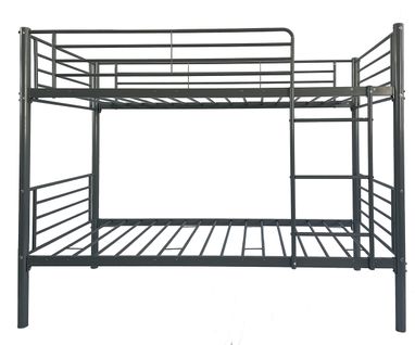 Lit Superposé En Métal Coloris Gris, Couchage 90x190 Cm - L. 200 X P. 97 X H. 161 Cm