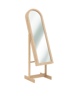 Armoire à Bijoux Avec Miroir Nora Coloris Effet Bois Naturel - L. 42 X P. 37,5 X H. 145 Cm