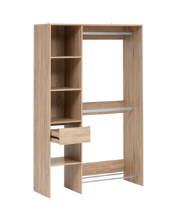 Dressing 2 Penderies Avec Étagères Coloris Effet Chêne Naturel - L. 118 X Largeur 39,5 X H. 180 Cm