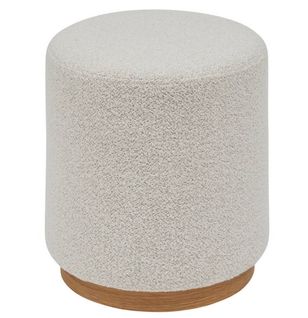 Pouf Ronde En Tissu Bouclette Crème - Longueur 41 X Profondeur 41 X Hauteur 45 Cm