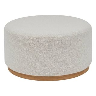 Pouf Large Rembourée En Tissu Bouclette Crème - Longueur 81 X Profondeur 81 X Hauteur 41,5 Cm