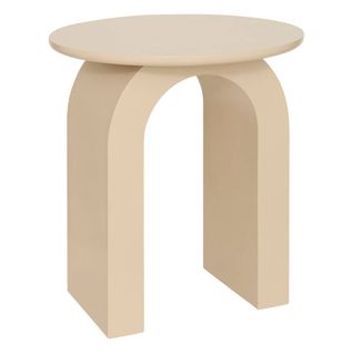 Table D'appoint, Table Ronde Coloris Beige - Diamètre 40 X Hauteur 45 Cm