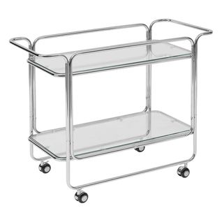 Desserte Chariot à Roues Avec Plateaux En Verre - Longueur 92 X Profondeur 40 X Hauteur 71 Cm