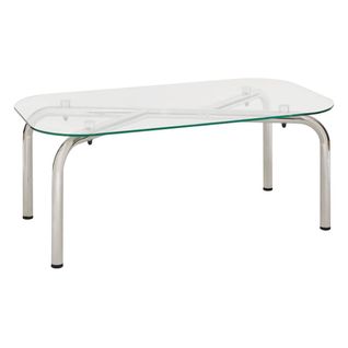 Table Basse En Verre Transparent Et Pieds En Métal Chromé - L. 110 X Largeur 60 X H. 44,5 Cm
