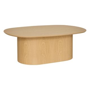Table Basse Ovale Coloris Effet Bois Clair - Longueur 100 X Largeur 70 X Hauteur 36,4 Cm