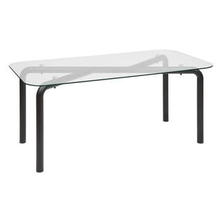 Table Basse En Verre Transparent Et Pieds En Métal Noir - L. 180 X Largeur 90 X H. 75,5 Cm