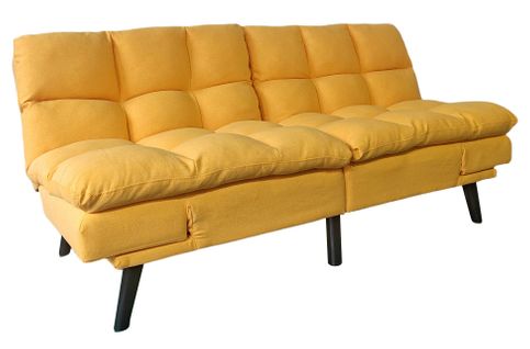 Canapé-lit Rembourré , Canapé Convertible En Lit En Tissu Coloris Moutarde