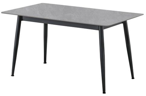 Table à Manger Rectangulaire Coloris Effet Marbre Gris Et Pieds En Métal Noir