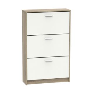 Meuble à Chaussures De 3 Portes, 18 Paires Coloris Blanc/chêne Cambrien