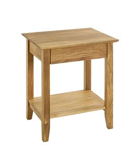 Console Table D'appoint 1 Tiroir En Bois Massif Huilé Coloris Chêne - L. 56 X H. 52 X P. 30 Cm