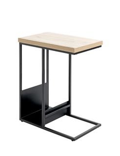 Table D'appoint Avec Porte-revue Integré Coloris Chêne / Noir - L. 50 X P. 30 X H. 60 Cm