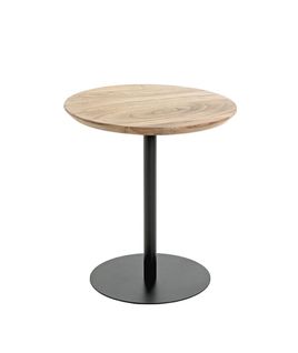 Bout de canapé Ronde Coloris Chêne Naturel Et Pied En Métal Noir - Diamètre 40 X Hauteur 45 Cm