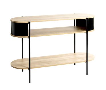 Table Console Meuble Salon Coloris Chêne/noir - Longueur 110 X Hauteur 76 X Profondeur 39 Cm