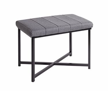 Banc Avec Siège Rembouré Gris Et Cadre En Métal Noir - Longueur 59 X Hauteur 46 X Profondeur 39cm